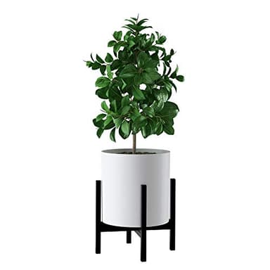 FaithLand Plant Pot 12 inch - Perfectly Fits Mid-Century Modern Plant Stand - Drainage Plug and Drainage Mesh Screen - Matte White - Image 7
