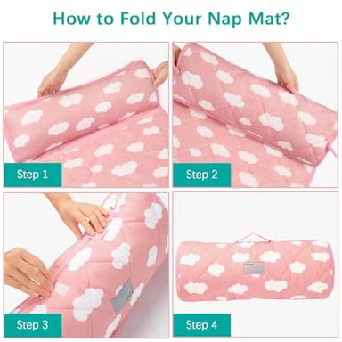 Toddler Nap Mat with Pillow and Blanket, Cot Nap Mats for Standard Daycare Preschool, Roll up Lightweight Portable Sleeping Bag for Kids, Super Soft Cozy, Pink Cloud, 52" x 23" - Image 6