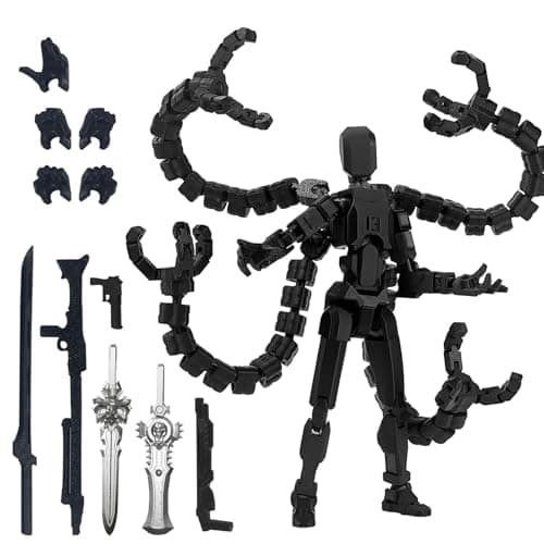 PkghoKids Assembly Completed 7.2inch T13 Action Figure 3D Printed Multi-Jointed Movable T13 Nova 13 Robot 13 Action Figure Desktop Decorations for Game Lovers (Black2) - Image 1