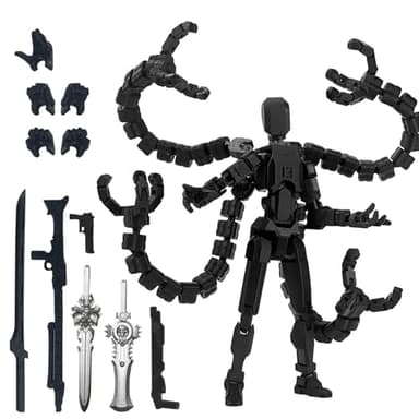 PkghoKids Assembly Completed 7.2inch T13 Action Figure 3D Printed Multi-Jointed Movable T13 Nova 13 Robot 13 Action Figure Desktop Decorations for Game Lovers (Black2) - Image 1