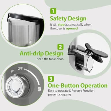 Juicer machines, Aeitto Cold Press Juicer with 4.9" Extra Large Feed Chute for Whole Fruits & Vegetables, High Juice Yield, Self Feeding, Easy to Clean,Grey - Image 5