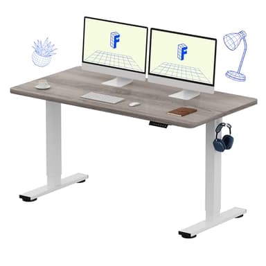 FLEXISPOT EN1 One-Piece Standing Desk 55 x 28 Inches Stand Up Desk Workstation Home Office Computer (White Frame + Gray Wood Top, 2 Packages) - Image 1