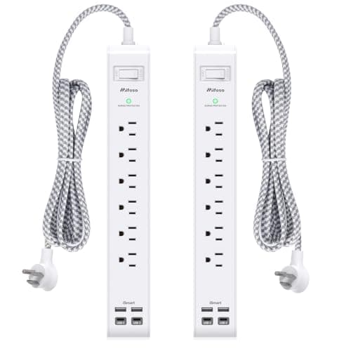 2 Pack Power Strip, 12FT Long Extension Cord, Surge Protector with 6 Outlets and 4 USB Ports (2 USB C), Flat Plug Overload Protection, Extension Cord 10+ ft, Wall Mount for Home Office Dorm College - Image 1
