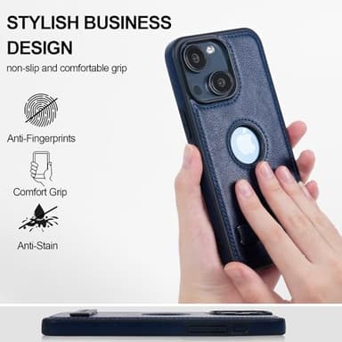 KSELF Leather Case for iPhone 14 Plus Case, Protective Slim with Kickstand Shockproof Phone Cases, Built-in Invisible Stand Compatible with iPhone 14 Plus 6.7'' (Blue, for iPhone 14 Plus) - Image 4