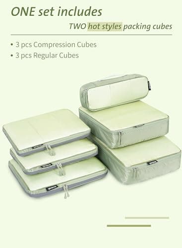 Bagail Ultralight Packing Cubes 7 Set, 3 Compression Packing Cubes 3 Packing Organizers With 1 Shoe Bag-Matcha Mesh - Image 4