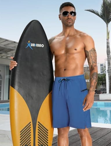 APTRO 2 in 1 Men's Swim Trunks 9" with Zipper Pockets Bathing Suit Built-in Board Shorts Swimwear Long Shorts Blue 2X - Image 3