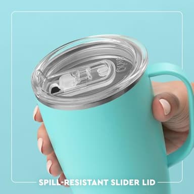 Swig Life 18oz Travel Mug, Insulated Tumbler with Handle and Lid, Cup Holder Friendly, Dishwasher Safe, Stainless Steel, Travel Coffee Cup (Caliente) - Image 4