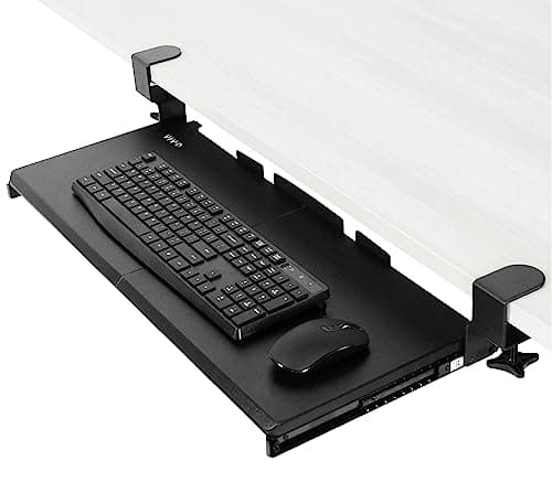 VIVO Large Keyboard Tray Under Desk Pull Out with Extra Sturdy C Clamp Mount System, 27 (33 Including Clamps) x 11 Inch Slide-Out Platform Computer Drawer for Typing, Black, MOUNT-KB05E - Image 1