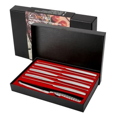 imarku Serrated Steak Knife Set, 8 Pieces with Lightning Bolt Handles - Premium High Carbon Stainless Steel Steak Knives Set for Kitchen, Dishwasher Safe - Image 6