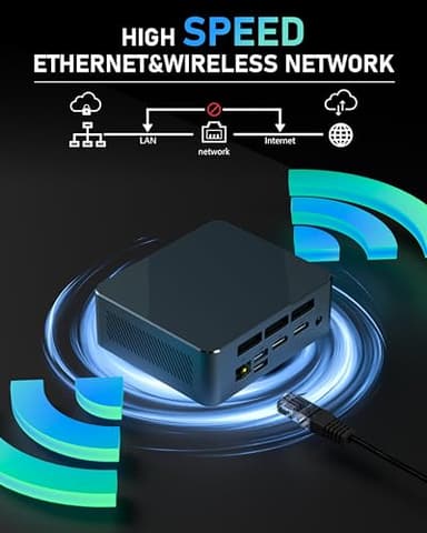 Getorli Mini PC, AMD 3550H(Max 3.7GHz), Mini Computers 32GB DDR4 RAM 1TB SSD, Mini Desktop Computer 4K 60Hz Displays/Dual HDMI/Type-C&USB3.2 Ports/LAN RJ45/WiFi 5/BT5.0 for Home/Office/Business - Image 8