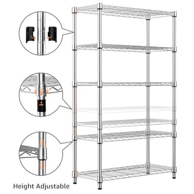 M MZG 1250 lbs Steel Heavy Duty 5-Tier Utility Shelving Unit Steel Organizer Wire Rack for Home,Kitchen,Office,Chrome (13.7" D x 23.6" W x 62.4" H) - Image 5