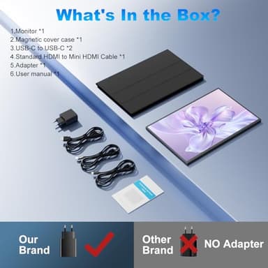 18.5 Inch Large Portable Monitor for Laptop, 1080P FHD 120Hz 125% sRGB USB-C HDMI Travel Monitor for Laptop Mac PC Xbox PS4/5 Switch, Portable Screen with Smart Cover, VESA Compatible - Image 8