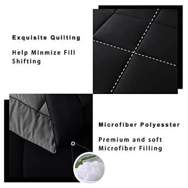 DOWNCOOL 3-Piece Queen Comforter Set - Down Alternative, Black/Grey - Image 4