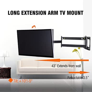 FORGING MOUNT Long Arm TV Wall Mount - Full Motion, Articulating Arm, Universal Mount for 26-65" Flat curvature TVs/Monitors, Holds up to 99 lbs, Max VESA 400x400mm - Image 3