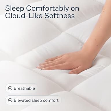 Cloud-Like Twin Mattress Topper - 100% Cotton Top Mattress Pad for Back Pain Relief - Breathable & Naturally Cooling for Hot Sleepers - Image 6