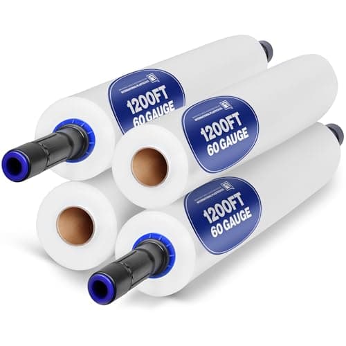 International Plastics Co. 15" Plastic Stretch Film Wrap with Extended Handles 1200ft Each 500% Stretch Clear Cling Durable Adhering Packing Moving Packaging Heavy Duty Shrink - Image 1