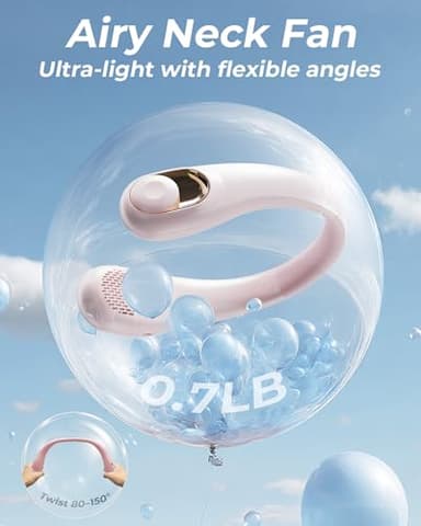 Neck Fan, Personal Fan with LED Display, USB-C Rechargeable, 4000mAh-Battery, 3-Speed Adjustment & Whisper-Quiet Operation, Perfect for Home, Travel, Sports - Image 4