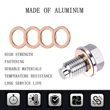 M14x1.5 Magnetic Oil Drain Plug, Magnetic Stainless Steel Oil Pan Drain Nut Bolt with 5PCS Copper Crush Washer Anti Leakage, Universal Leak-proof Replacement,Fits Most Cars,Motorcycles,Boats - Image 5