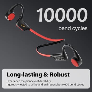 Yistao Bone Conduction Headphones, Open Ear Headphones Wireless Earphones, 32GB MP3, 8 Hours Playtime, Bluetooth 5.3, IP68 Waterproof Earphones for Running and Fitness Workout - Red - Image 6