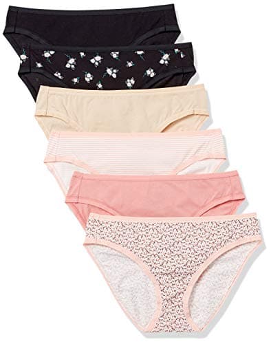 Amazon Essentials Women's Cotton Bikini Brief Underwear (Available in Plus Size), Pack of 6, Ditsy Floral/Floral/Mini Stripe/Multicolor, Large - Image 1