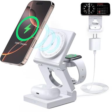 3 in 1 Wireless Charging Station for Apple Multple Devices - Foldable Magnetic Wireless Charger Dock -Travel 18W Charging Pad for iPhone 17 16 15 14 13 12 Pro/Pro Max/Plus/Watch & Airpods All Series - Image 1