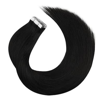Moresoo 26 Inch Tape in Hair Extensions Human Hair Seamless Invisible Hair Extensions Tape in Real Human Hair 50g Natural Black Human Tape in Extensions#1B 20Pcs - Image 9