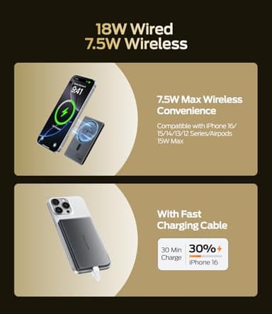 MOVE SPEED 0.3'' Ultra Slim MagSafe Portable Charger, 5000mAh Magsafe Battery Pack iPhone 17 Air Accessories, Magnetic Power Bank with USB C Port for iPhone 17 Pro Max Air/16/15/14/13/12, Glacier Gray - Image 5