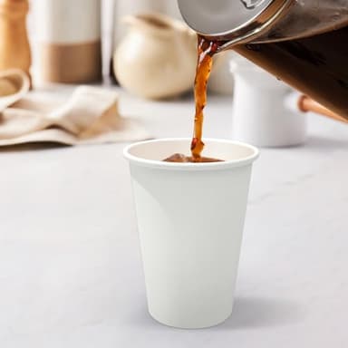 Dealusy 100 Count 12 oz Coffee Cups, Leak-Free Food Safe Paper Cups 12 oz, Disposable 12oz White Paper Cups for Cold and Hot Drinks - Image 6