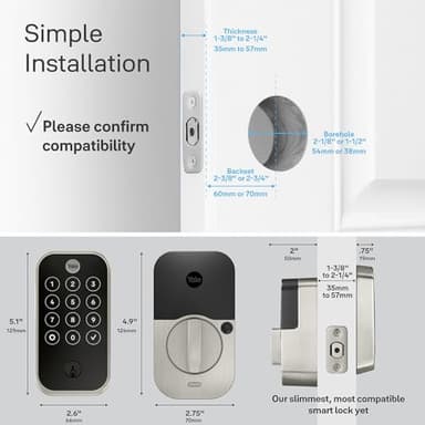 Yale Assure Lock 2 Touch Deadbolt, Black Suede Key-Free Smart Entry Door Lock with Wi-Fi Connected Touchscreen Keypad and Fingerprint Scanner for Code Entry and Remote Access, YRD450-F-WF1-BSP - Image 2