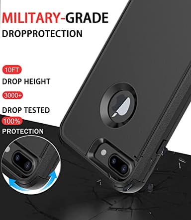 Diverbox Case [Shockproof] [Dropproof] [Dust-Proof],Heavy Duty Protection Phone Cover for Apple iPhone 8 Plus & 7 Plus (Black) - Image 2