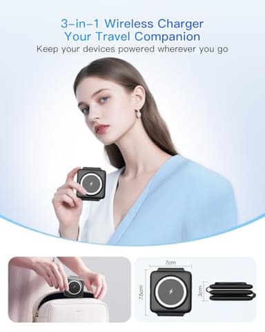 Magnetic Wireless Charger for iPhone: Fodable 3 in 1 Charging Station for Multiple Apple Devices - Travel Charging Pad Dock for Apple Watch iPhone 16 15 14 13 12 Pro Max Plus & Airpod - Image 2