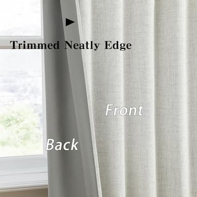 RAIN CITY Natural Blackout Curtains 90 Inch Long 2 Panels Set,Back Tab/Rod Pocket/Pleated Look with Hooks,Linen Blend Textured Boho Black Out Sunblock Summer Drapes for Living Room 50W x 90L - Image 4