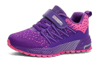 Kids Sneakers for Boys Girls Running Tennis Shoes Lightweight Breathable Sport Athletic Purple B Size US 4.5 Big Kid - Image 2