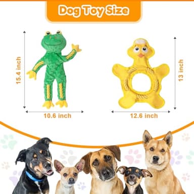 HUGEME Dog Toys to Keep Them Busy, Plush Tug of War Interactive Rope Dog Toys, Squeaky Chew Toys for Small Medium Large Dogs - Image 5
