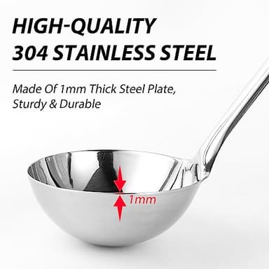 Lebabo Soup Ladle, 13.9 inch Large Ladles Serving Spoons, 4 oz Stainless Steel Ladle with Heat-proof Handle, Comfortable Grip Design, Durable Construction, Silver - Image 2