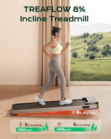 TREAFLOW Walking Pad,Treadmill with Incline for Home Office, 2.5HP Portable Under Desk Treadmill with 265 Lbs Capacity,Remote Control - Image 2