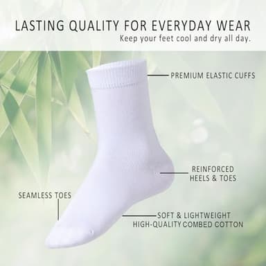 EPEIUS Kids Crew Socks for Boys & Girls Uniform - Seamless Toddler Dress Socks in White, Navy, Black (6 Pack, 1-3T, XS) - Image 3