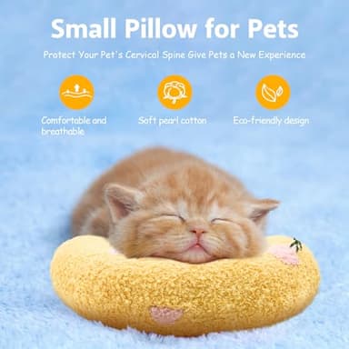 ucho Pillow for Cats, Ultra Soft Fluffy Pet Calming Toy Half Donut Cuddler, U-Shaped Pillow for Pet Cervical Protection Sleeping Improve- Yellow - Image 2