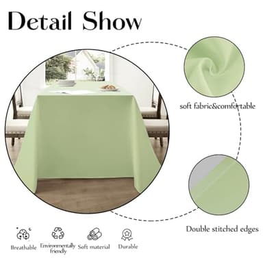 Aocoz Rectangle Tablecloths 90x132 Inch 2 Pack Sage Green Tablecloth Washable Decorative Linen Polyester Table Cloths for Dining Table Banquets Buffet Parties and Wedding - Image 4