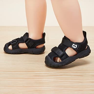 BMCiTYBM Baby Boy Girl Closed Toe Summer Sandals Lightweight Shoes Infant Non-Slip First Walking Sneakers 6 9 12 18 24 Months Black Size 12-18 Months Infant - Image 2