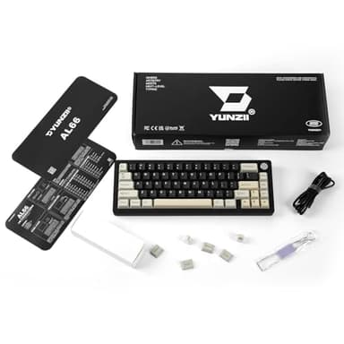 YUNZII AL66 Wireless Mechanical Keyboard,Full Aluminum CNC,65% Knob Control,Bluetooth/2.4G/Wired,Hot Swappable Pre-lubed Switches,Gasket Mounted RGB for Win/Mac(Milk Switch, Black) - Image 7