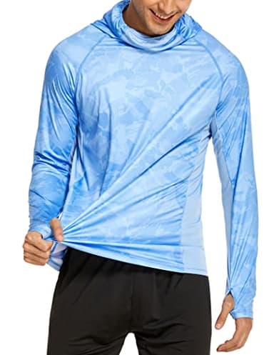 COOrun Men's Hooded Fishing Shirts UPF 50+ Long Sleeve Hoodie with Mask Lightweight Rash Guard for Men Camo SPF UV Sun Shirt - Image 5