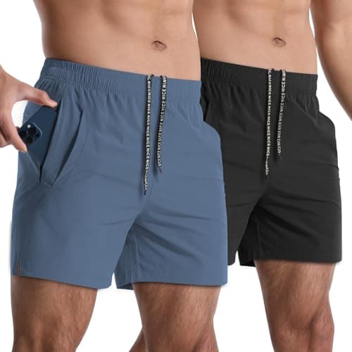Lempue 2 Pack Workout Gym Shorts for Men 5 Inch Lightweight Running Shorts Quick Dry Sports Athletic Shorts with Pockets - Image 1