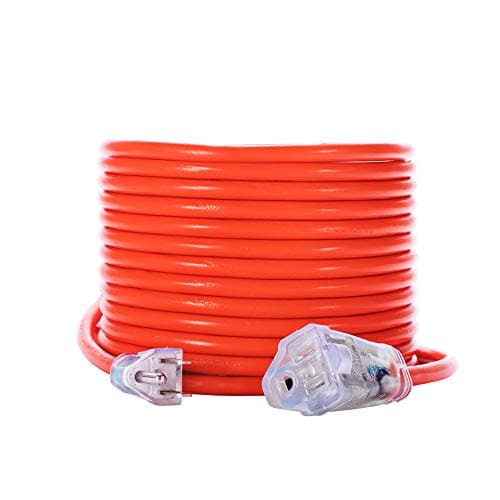 KMC 50ft 16AWG Outdoor Extension Cord, SJTW 16/3 Lighted Power Cord, Bright Orange, ETL Certified (50ft/15.24m) - Image 1