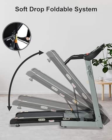 BORGUSI Auto Incline Treadmill with 300 LBS Capacity, 3HP Folding Electric Treadmills for Home, Running Machine with 17.5 Wide Belt, Shock Absorption, 8.5 MPH Speed, Preset Programs, Bluetooth Speaker - Image 8