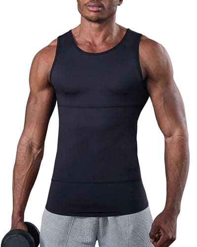 KOCLES Compression Shirt Men Slimming Undershirt Body Shaper Vest, Gym Workout Gynecomastia Compression Tank Top, Abs Abdomen Shapewear Tummy Control (X-Large, Black) - Image 1