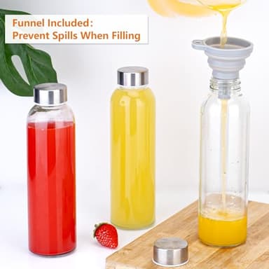 Zukro Glass Water Bottles with Lids 18 oz, 10 Pack Reusable Juice Bottles With Stainless Steel Airtight Cap for Juicing, Leak Proof Clear Drinking Jar Beverage storage container for Fridge, BPA Free - Image 6