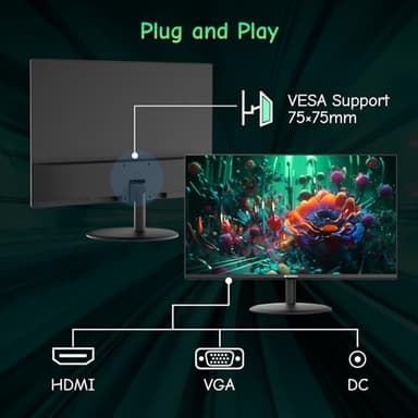 SANSUI Computer Monitor 24 inch Eye Care 1080P Display HDMI,VGA Ports with 178° Viewing Angle/Frame-Less/Tilt/VESA Compatible for Office and Home - Image 5