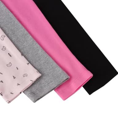 GLASH Kids Girls Pants, 4 Pack 2T/24M Girl Leggings Pink Bears/Dark Pink/Black/Grey - Image 3