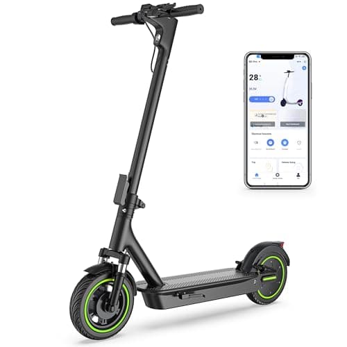 Roinside Electrict Scooter with Quadruple Shock Absorption, Up to 22MPH and 28 Miles Long-Range Portable Foldable Commuting Scooter for Adults with Double Braking System and App - Image 1